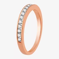 Classic Collection Womens 3MM 1/4 CT. T.W. Natural White Diamond 10K Rose Gold Wedding Band