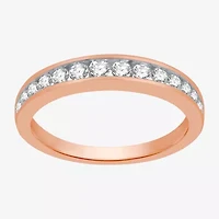 Classic Collection Womens 3MM 1/2 CT. T.W. Natural White Diamond 10K Rose Gold Wedding Band