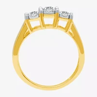 Love Lives Forever Womens 1/2 CT. T.W. Natural White Diamond 10K Gold Round Side Stone 3-Stone Engagement Ring