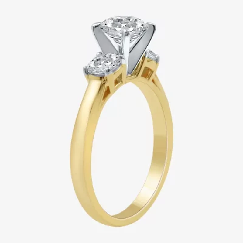 Love Lives Forever (H-I / Si1-Si2) Womens 1 1/2 CT. T.W. Lab Grown White Diamond 10K Gold Round 3-Stone Engagement Ring