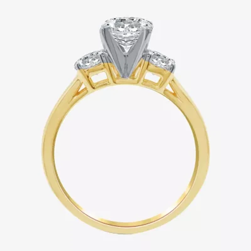 Love Lives Forever (H-I / Si1-Si2) Womens 1 1/2 CT. T.W. Lab Grown White Diamond 10K Gold Round 3-Stone Engagement Ring