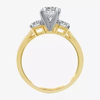 Love Lives Forever (H-I / Si1-Si2) Womens 1 1/2 CT. T.W. Lab Grown White Diamond 10K Gold Round 3-Stone Engagement Ring