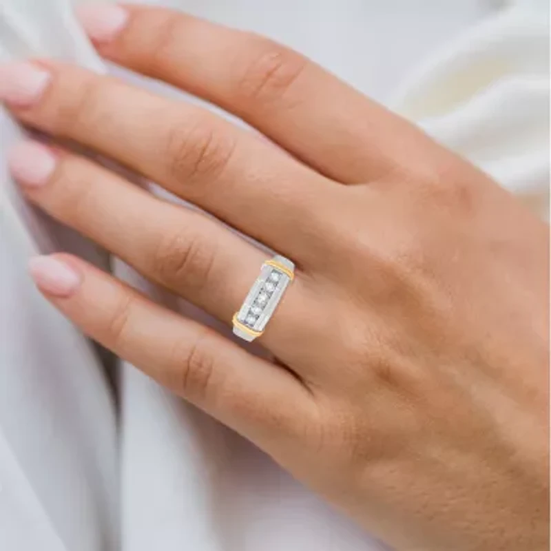 Mens 1/2 CT.T.W. Natural Diamond 10K Two-Tone Gold Band Ring
