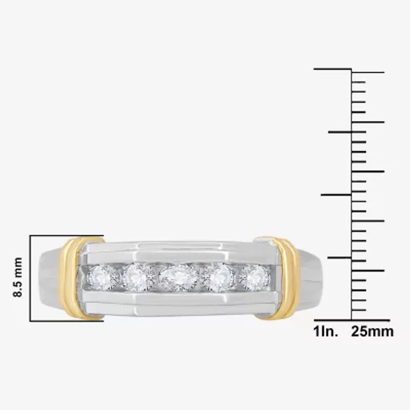 Mens 1/2 CT.T.W. Natural Diamond 10K Two-Tone Gold Band Ring