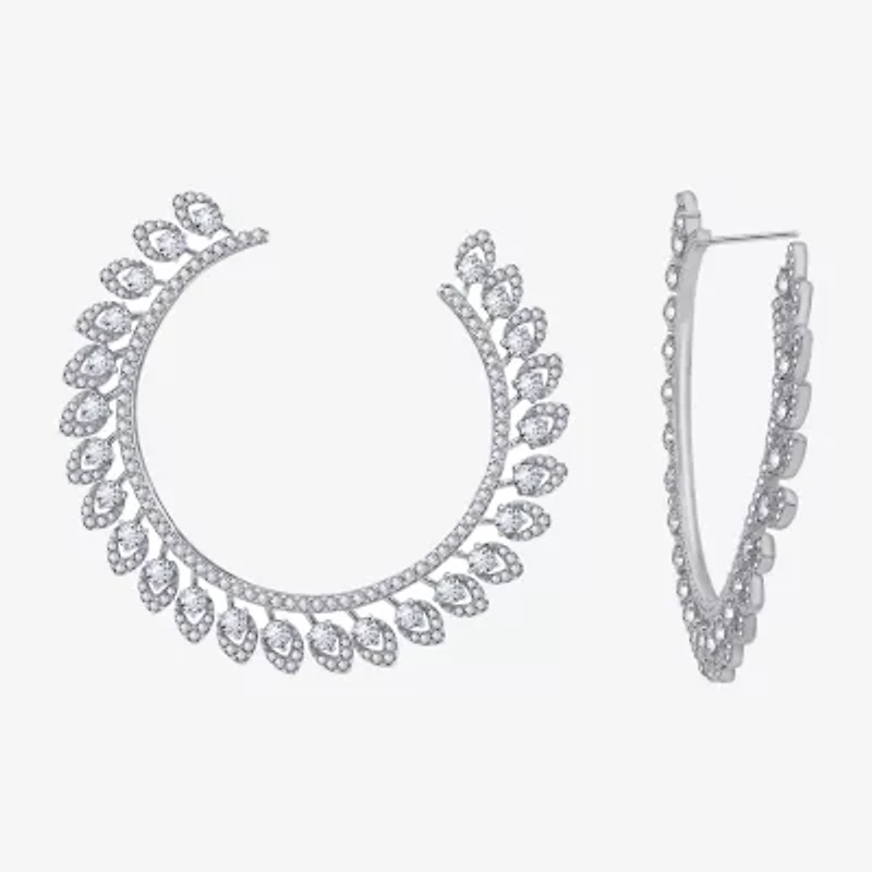 Diamonart Cubic Zirconia Sterling Silver 59.7mm Round Stud Earrings