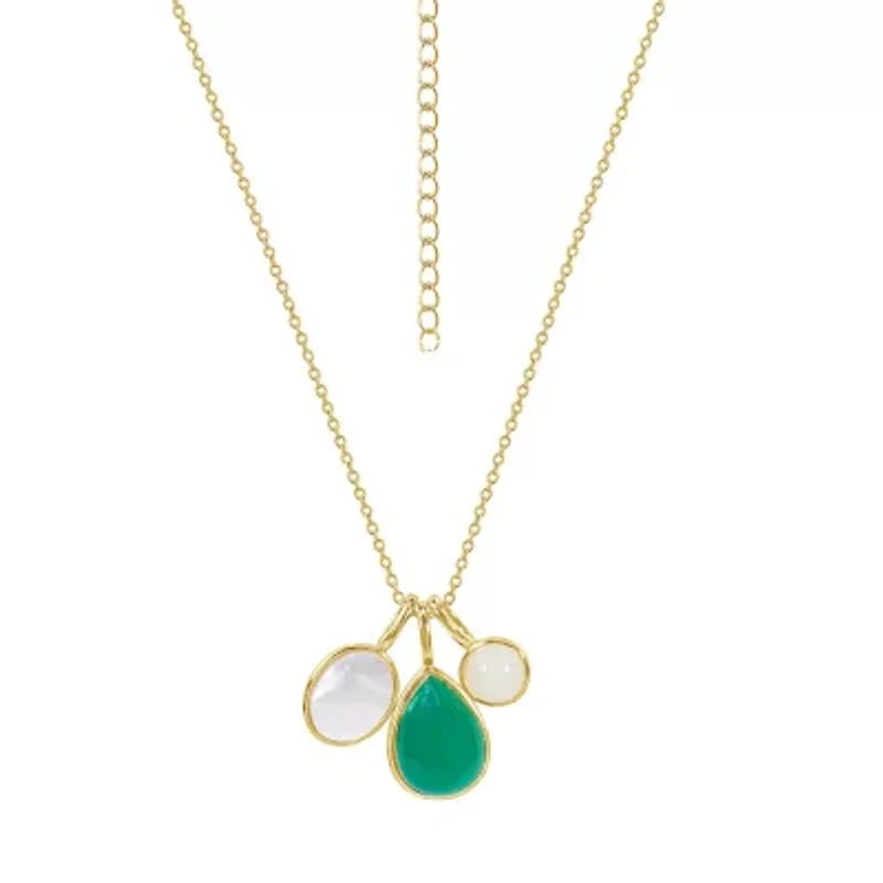 Diamonart Womens White Agate 14K Gold Over Silver Pear 18 Inch Pendant Necklace