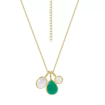 Diamonart Womens White Agate 14K Gold Over Silver Pear 18 Inch Pendant Necklace