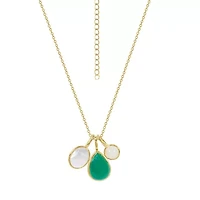 Diamonart Womens White Agate 14K Gold Over Silver Pear 18 Inch Pendant Necklace