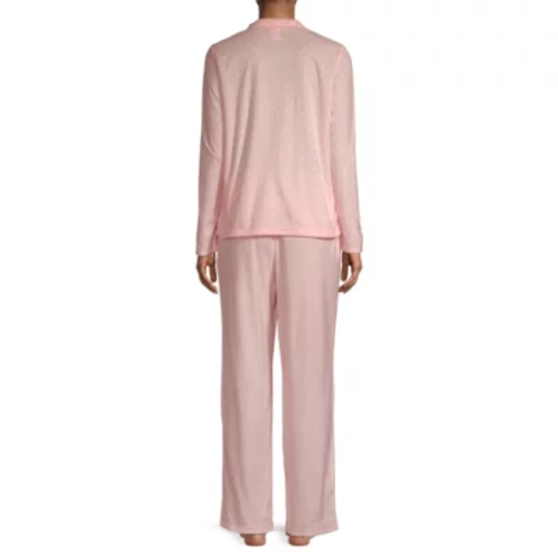 Adonna Fleece Womens Long Sleeve 2-pc. Pajama Sets