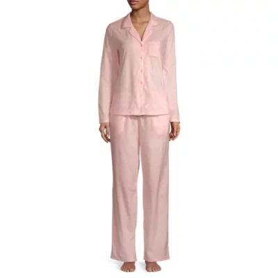 Adonna Fleece Womens Long Sleeve 2-pc. Pajama Sets