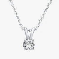 Womens 1/ CT. Natural White Diamond 10K White Gold Round 18 Inch Pendant Necklace