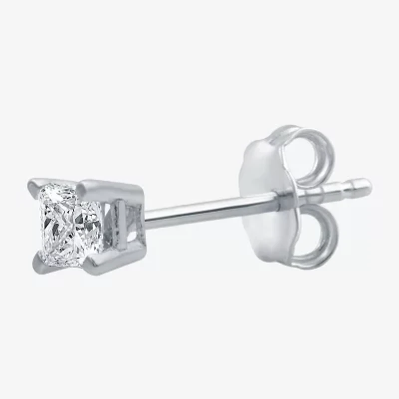 Womens 1/8 CT. Natural White Diamond 10K White Gold 2.9mm Single Earring