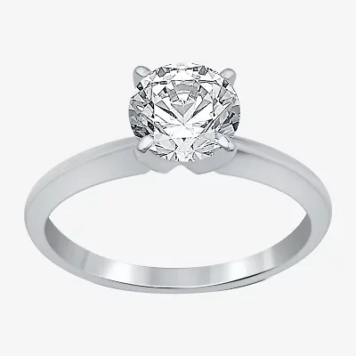 Classic Collection Womens 1 1/4 CT. Natural White Diamond 10K Gold Round Solitaire Engagement Ring