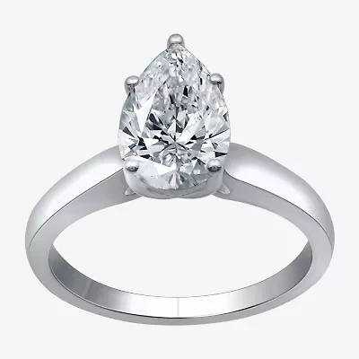 (I / SI2) Womens 2 CT. Lab-Grown White Diamond 14K Gold Pear Solitaire Engagement Ring