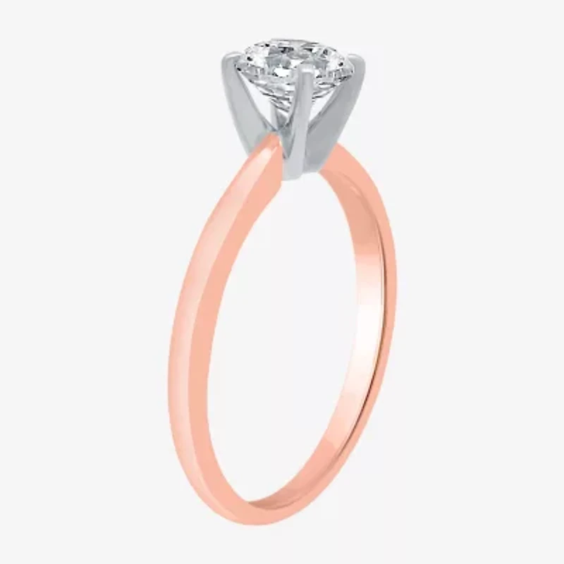 (E-F / SI1-SI2) Womens 1 CT. Lab-Grown White Diamond Round Solitaire Engagement Ring 14K Gold