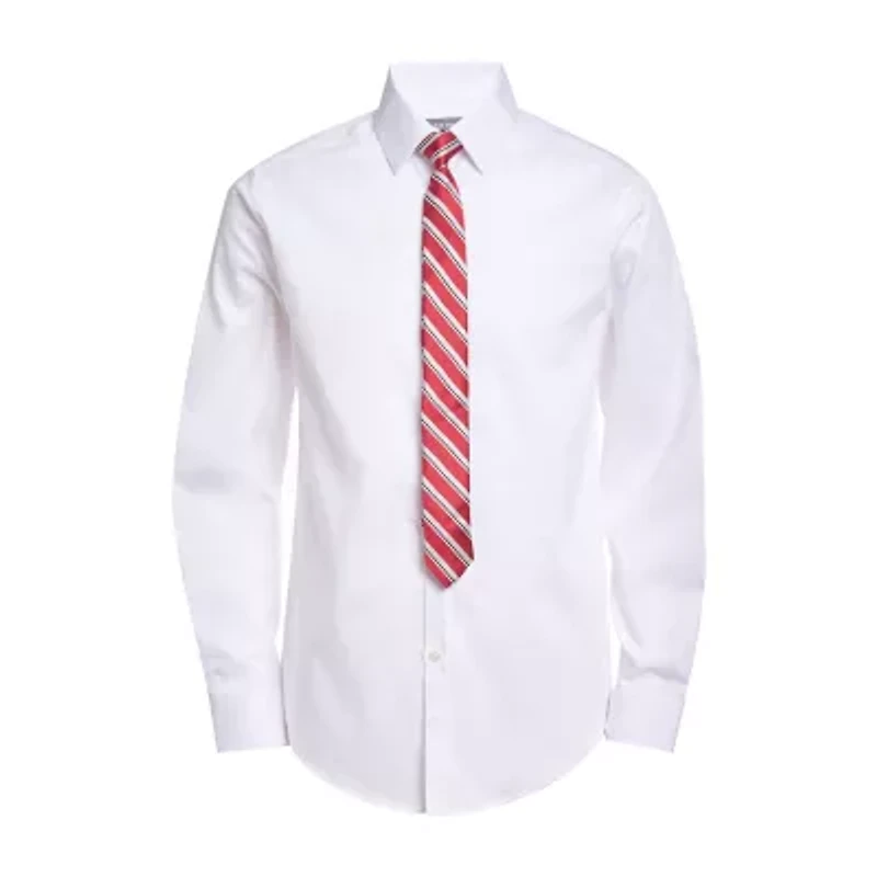 Van Heusen Little & Big Kid Boys Long Sleeve Point Collar Shirt + Tie Set