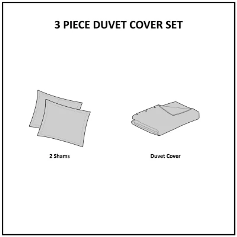 INK+IVY Kara 3 Piece Cotton Jacquard Duvet Cover Set