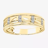 (H / Si2) Mens 3.5MM 1/10 CT. T.W. Lab Grown White Diamond 10K Gold Wedding Band