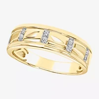 (H / Si2) Mens 3.5MM 1/10 CT. T.W. Lab Grown White Diamond 10K Gold Wedding Band
