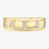 (H / Si2) Mens 3.5MM 1/10 CT. T.W. Lab Grown White Diamond 10K Gold Wedding Band