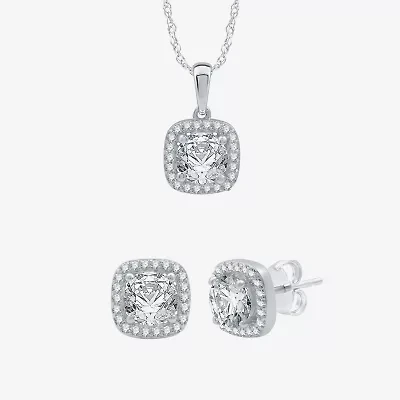 Yes, Please! Womens Lab Created White Sapphire Sterling Silver Cushion 2-pc. Jewelry Set
