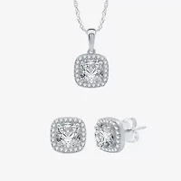 Yes, Please! Womens Lab Created White Sapphire Sterling Silver Cushion 2-pc. Jewelry Set