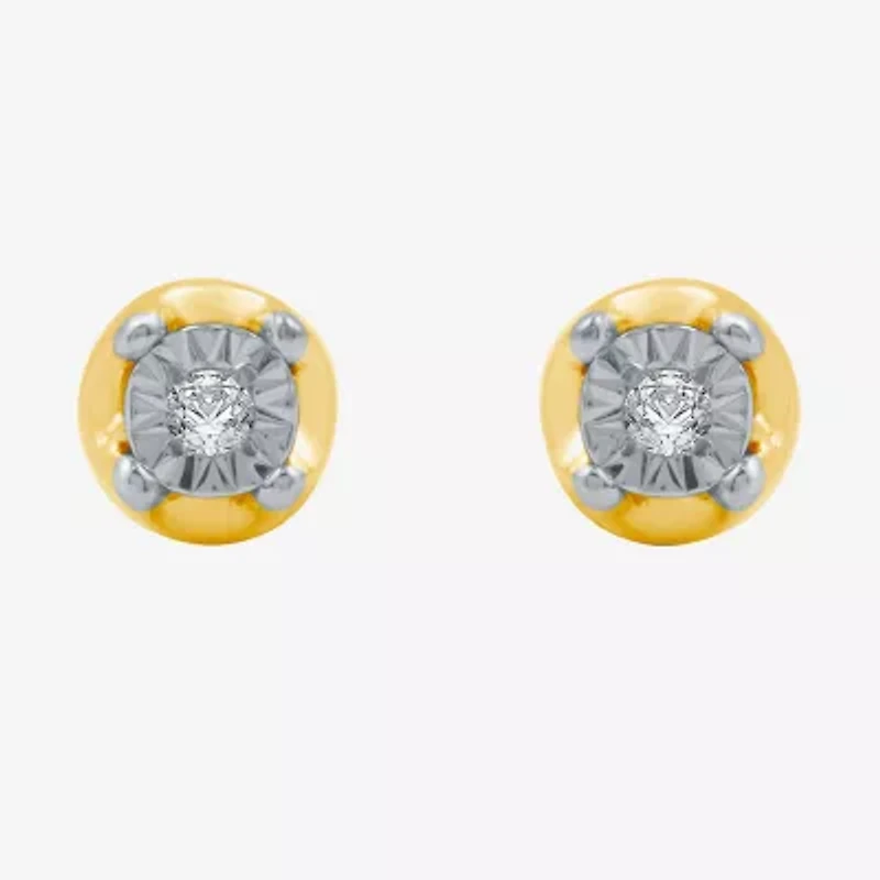 Yes, Please! Womens 1/10 CT. T.W. Natural White Diamond 14K Gold Over Silver Sterling Silver Round 2 Pair Earring Set