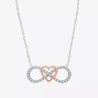 Yes, Please! Womens 1/10 CT. T.W. Natural Diamond 14K Rose Gold Over Silver Heart Infinity 16 1/2 Inch Pendant Necklace