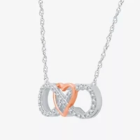 Yes, Please! Womens 1/10 CT. T.W. Natural Diamond 14K Rose Gold Over Silver Heart Infinity 16 1/2 Inch Pendant Necklace