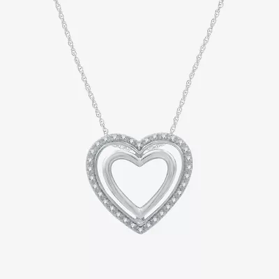 Yes, Please! Womens 1/10 CT. T.W. Natural White Diamond Sterling Silver Heart 18 Inch Pendant Necklace