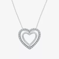 Yes, Please! Womens 1/10 CT. T.W. Natural White Diamond Sterling Silver Heart 18 Inch Pendant Necklace