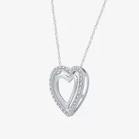 Yes, Please! Womens 1/10 CT. T.W. Natural White Diamond Sterling Silver Heart 18 Inch Pendant Necklace