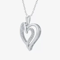 Yes, Please! Womens Diamond Accent Natural Diamond Sterling Silver Heart 18 Inch Pendant Necklace
