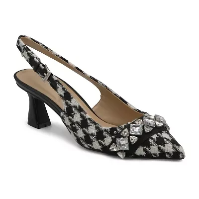 Style Charles Alouette Womens Pointed Closed Toe Flared Heel Pumps