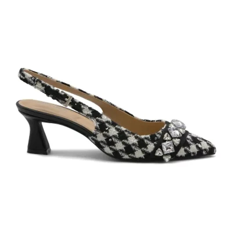 Style Charles Alouette Womens Pointed Closed Toe Flared Heel Pumps
