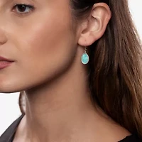 Silver Treasures Genuine Stone Womens Green Amazonite Sterling Silver Oval Drop Earrings