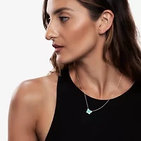 Silver Treasures Genuine Stone Womens Green Amazonite Sterling Silver Butterfly 18 Inch Pendant Necklace