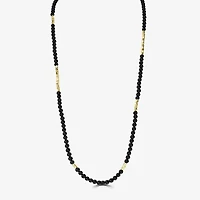 Silver Reflections Convertible Genuine Stone Beaded Necklace Womens Black 14K Gold Over Brass Wrap Bracelet