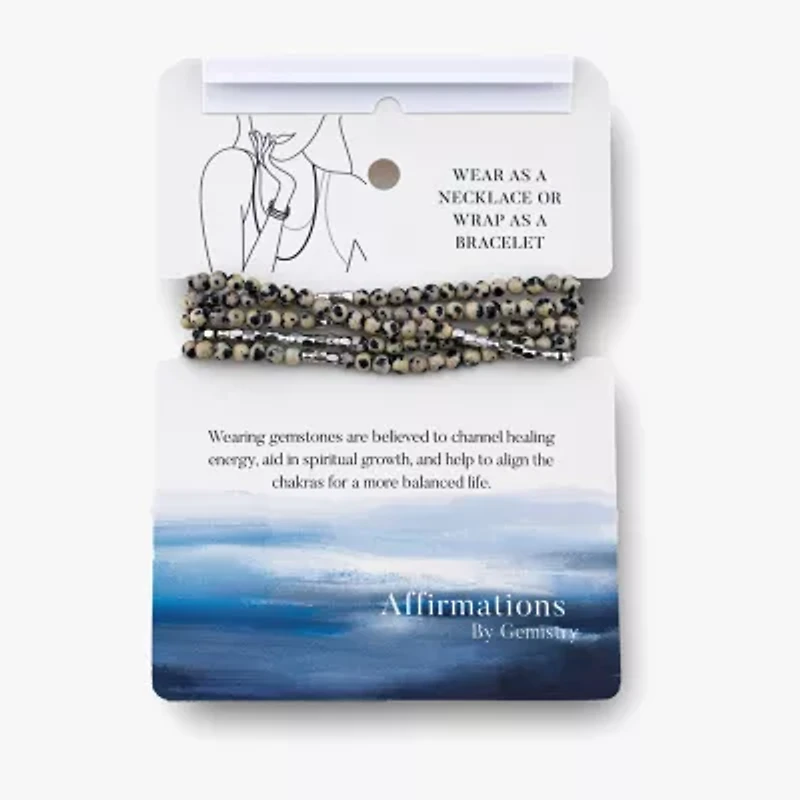 Silver Reflections Convertible Genuine Stone Beaded Necklace Womens Black Pure Over Brass Wrap Bracelet
