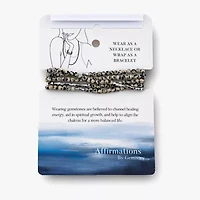 Silver Reflections Convertible Genuine Stone Beaded Necklace Womens Black Pure Over Brass Wrap Bracelet