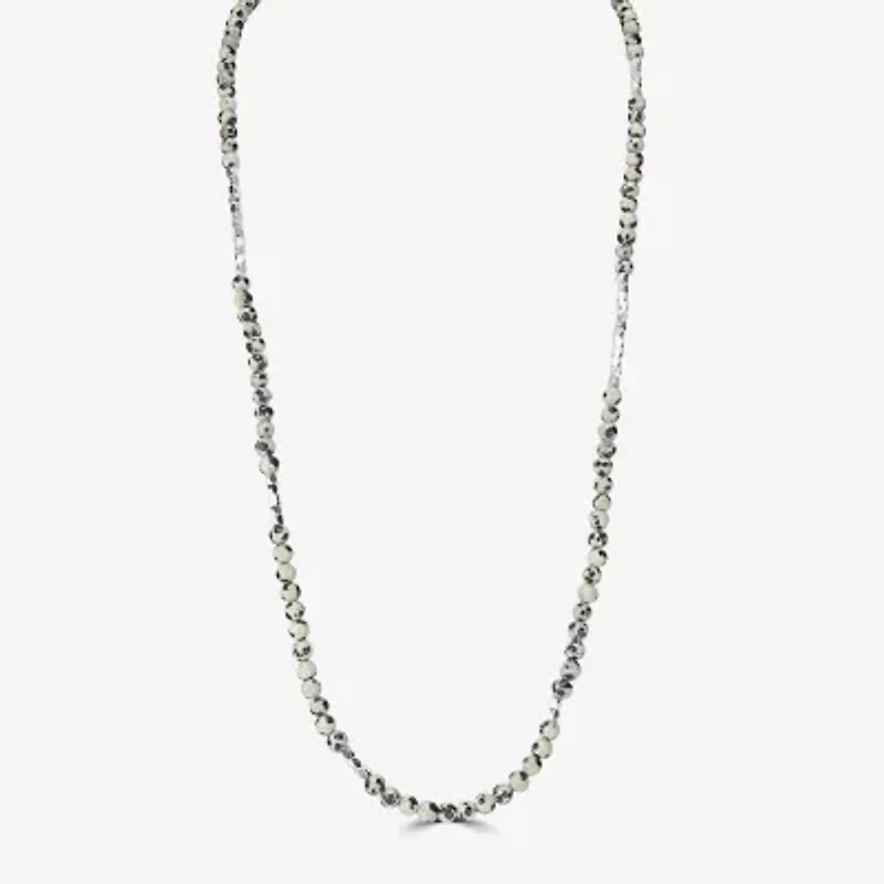 Silver Reflections Convertible Genuine Stone Beaded Necklace Womens Black Pure Over Brass Wrap Bracelet