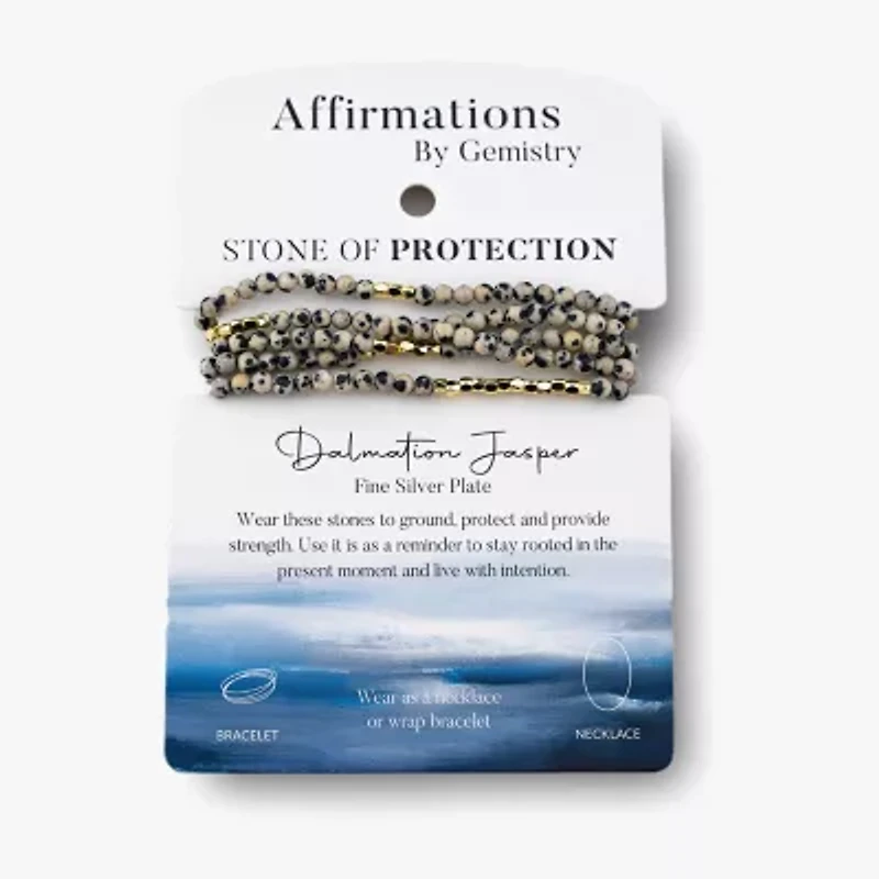 Silver Reflections Convertible Genuine Stone Beaded Necklace Womens Black Pure Over Brass Wrap Bracelet