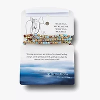 Silver Reflections Convertible Genuine Stone Beaded Necklace Womens Black 14K Gold Over Brass Wrap Bracelet