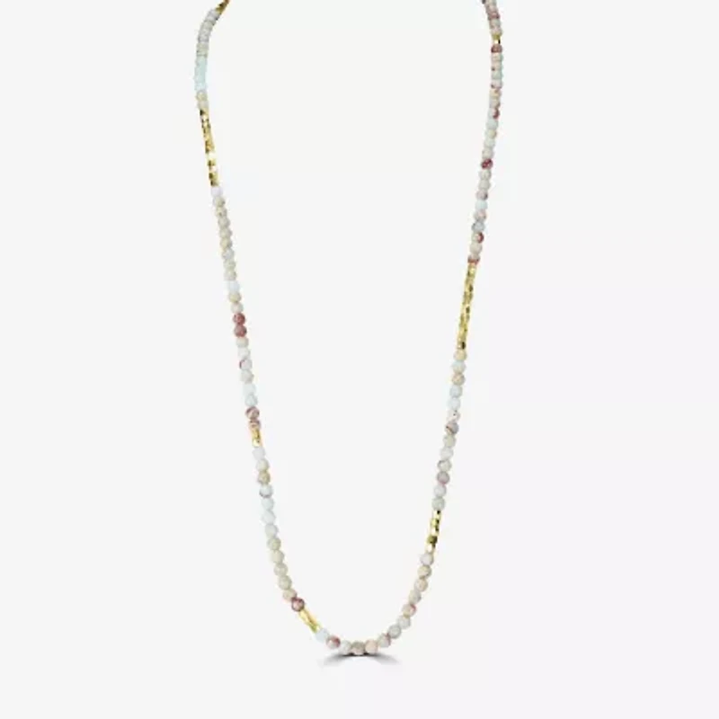 Silver Reflections Convertible Genuine Stone Beaded Necklace Womens Black 14K Gold Over Brass Wrap Bracelet