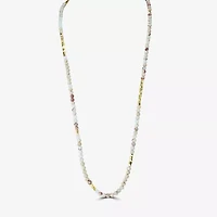 Silver Reflections Convertible Genuine Stone Beaded Necklace Womens Black 14K Gold Over Brass Wrap Bracelet