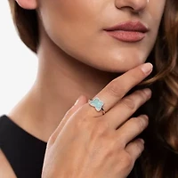 Silver Treasures Genuine Stone Womens Green Amazonite Sterling Butterfly Delicate Band