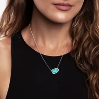 Silver Treasures Genuine Stone Womens Green Amazonite Sterling Silver Oval 18 Inch Pendant Necklace