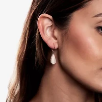 Silver Treasures Genuine Stone Womens White Mother Of Pearl Sterling Silver Drop Earrings