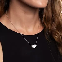 Silver Treasures Genuine Stone Womens White Mother Of Pearl Sterling Silver 18 Inch Pendant Necklace
