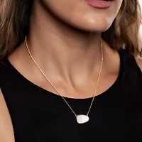Silver Treasures Genuine Stone Womens White Mother Of Pearl 14K Gold Over Silver 18 Inch Pendant Necklace
